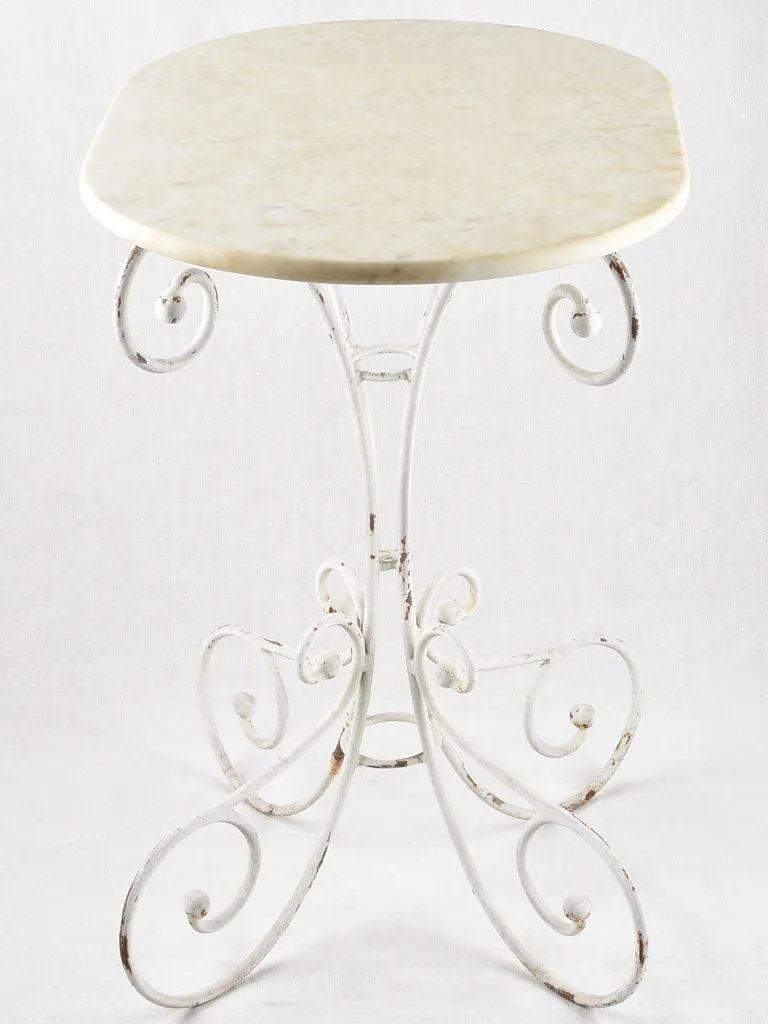 Pair of superb oval marble top garden tables