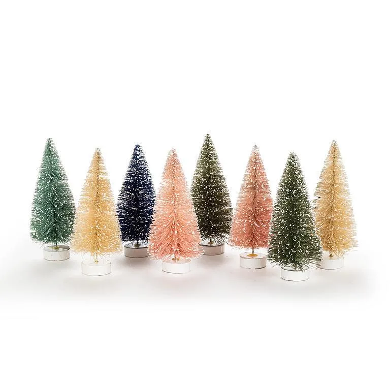 Pastel Bottle Brush Trees - Set of 8