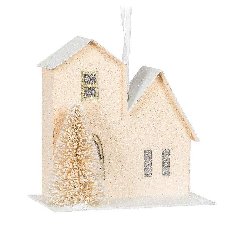 Pastel House & Tree Ornament - Set of 6