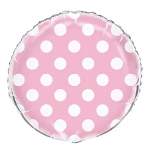 Pastel Pink Dots Round Foil Balloon 45cm
