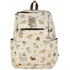 Peach Corgi Puppy Zipper Backpack