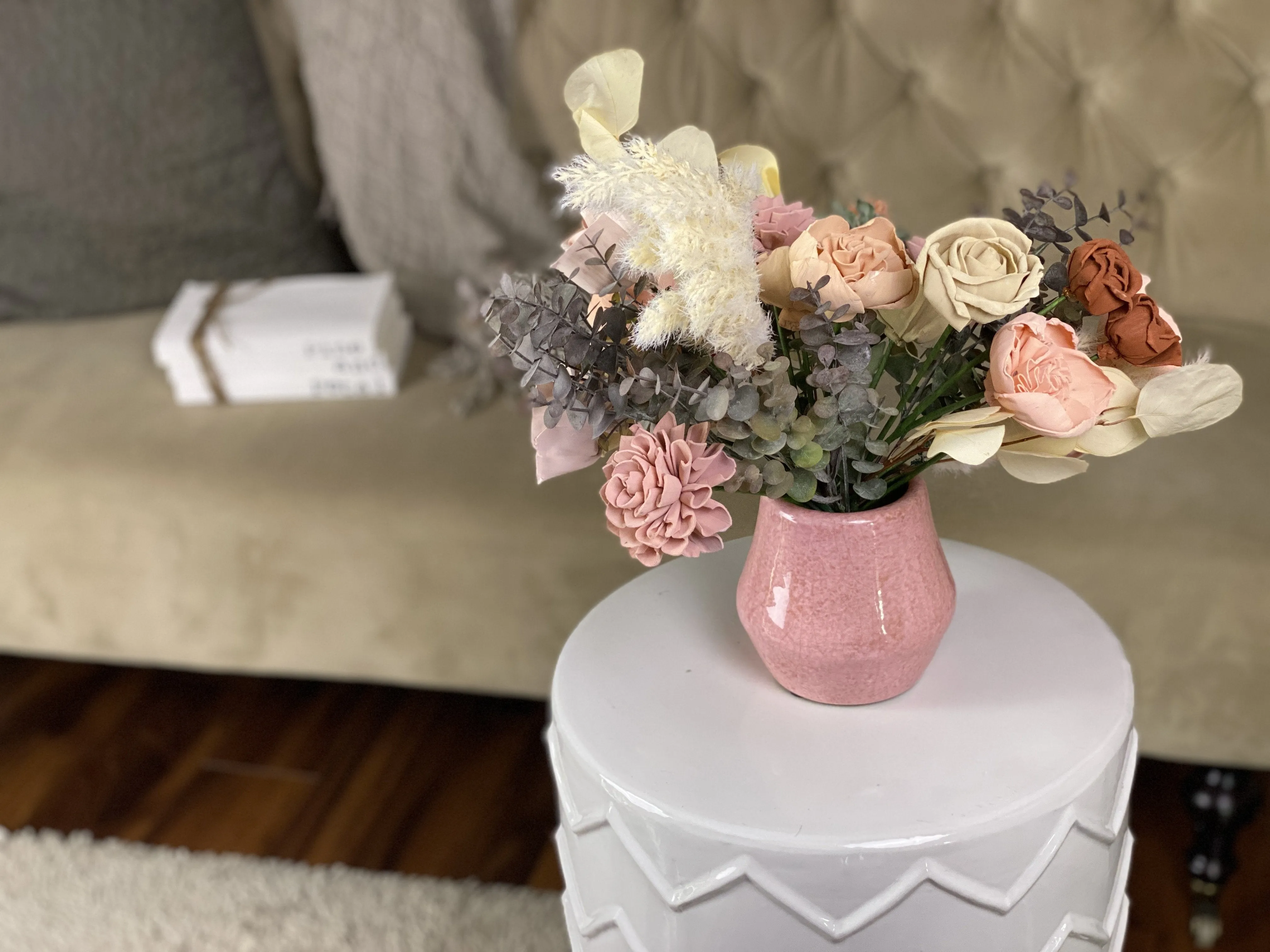 Peachy & Pink - Boho Sola Flower Arrangement