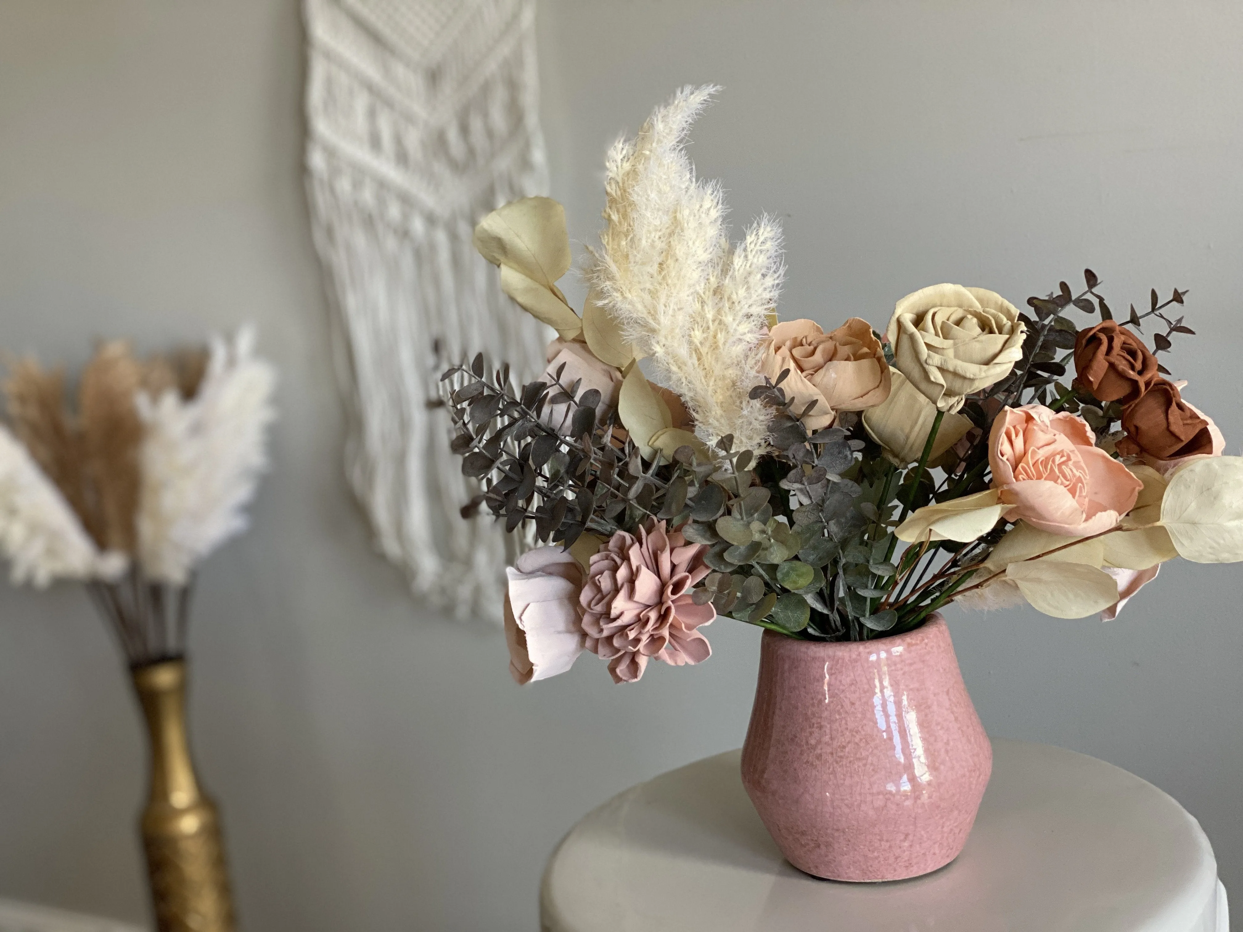 Peachy & Pink - Boho Sola Flower Arrangement