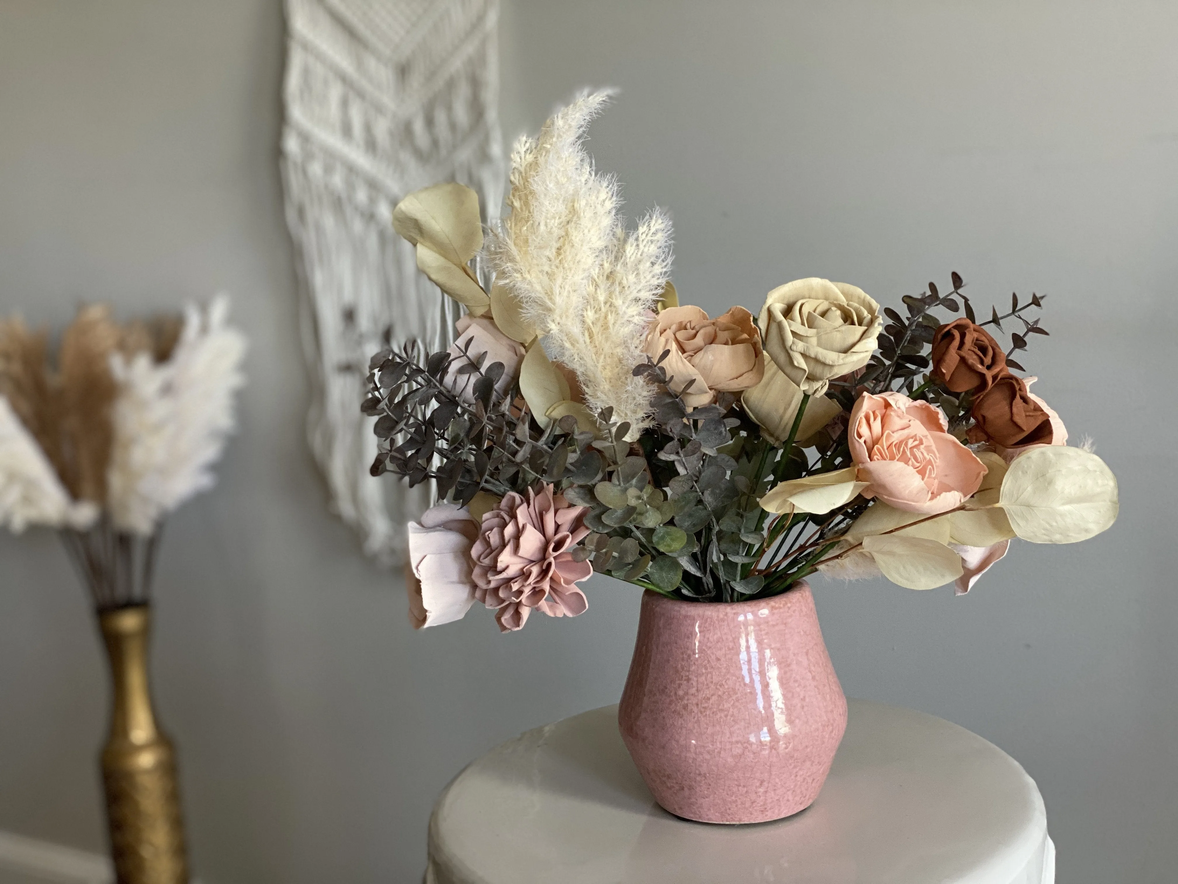 Peachy & Pink - Boho Sola Flower Arrangement