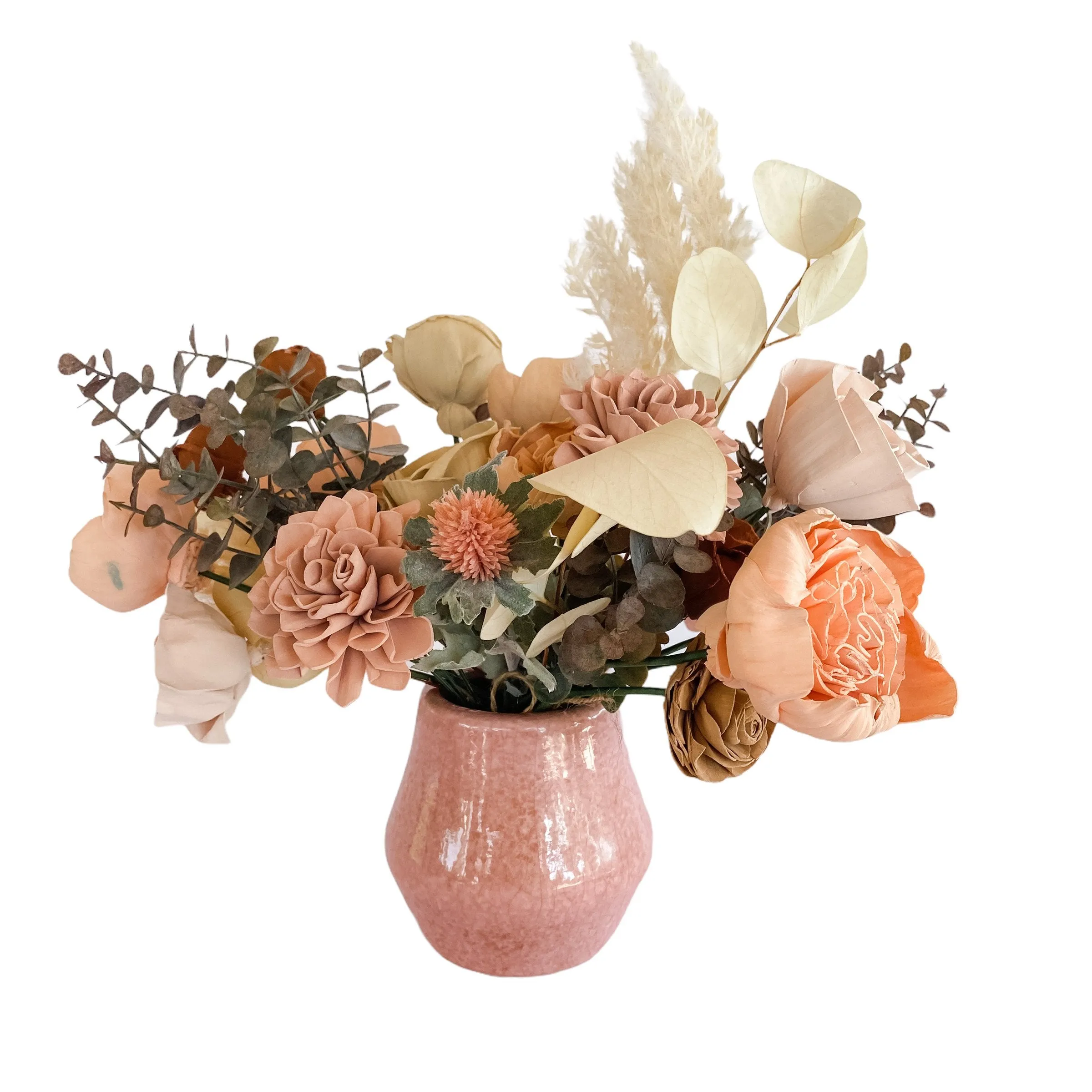 Peachy & Pink - Boho Sola Flower Arrangement