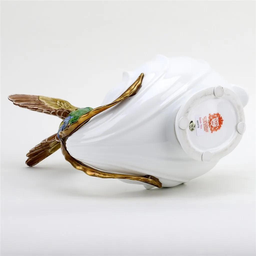 Porcelain - Ormolu  Blue Green Hummingbird With Dish