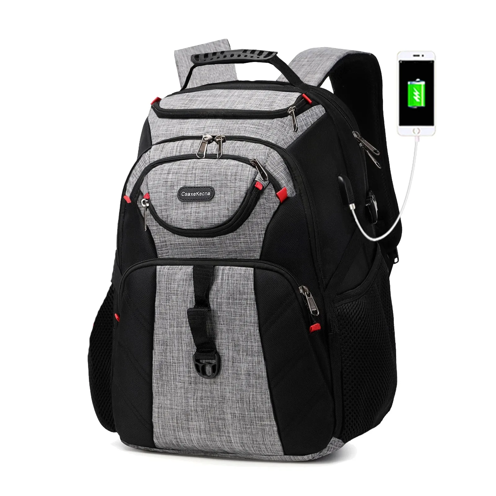 Robust 17-Inch Multi-Compartment Travel Backpack with USB