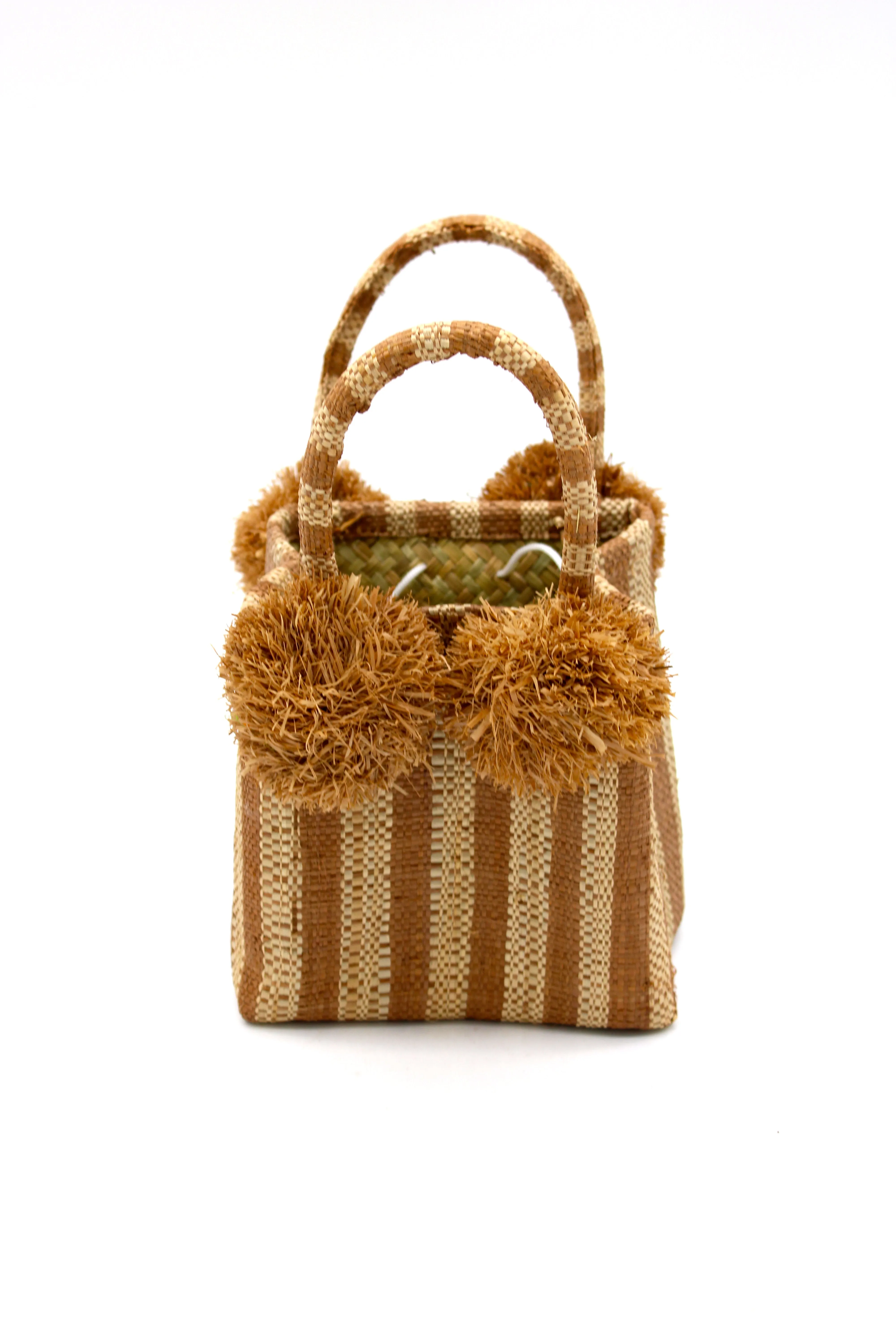 Schooner Straw Mini Bag with Pompom Accent