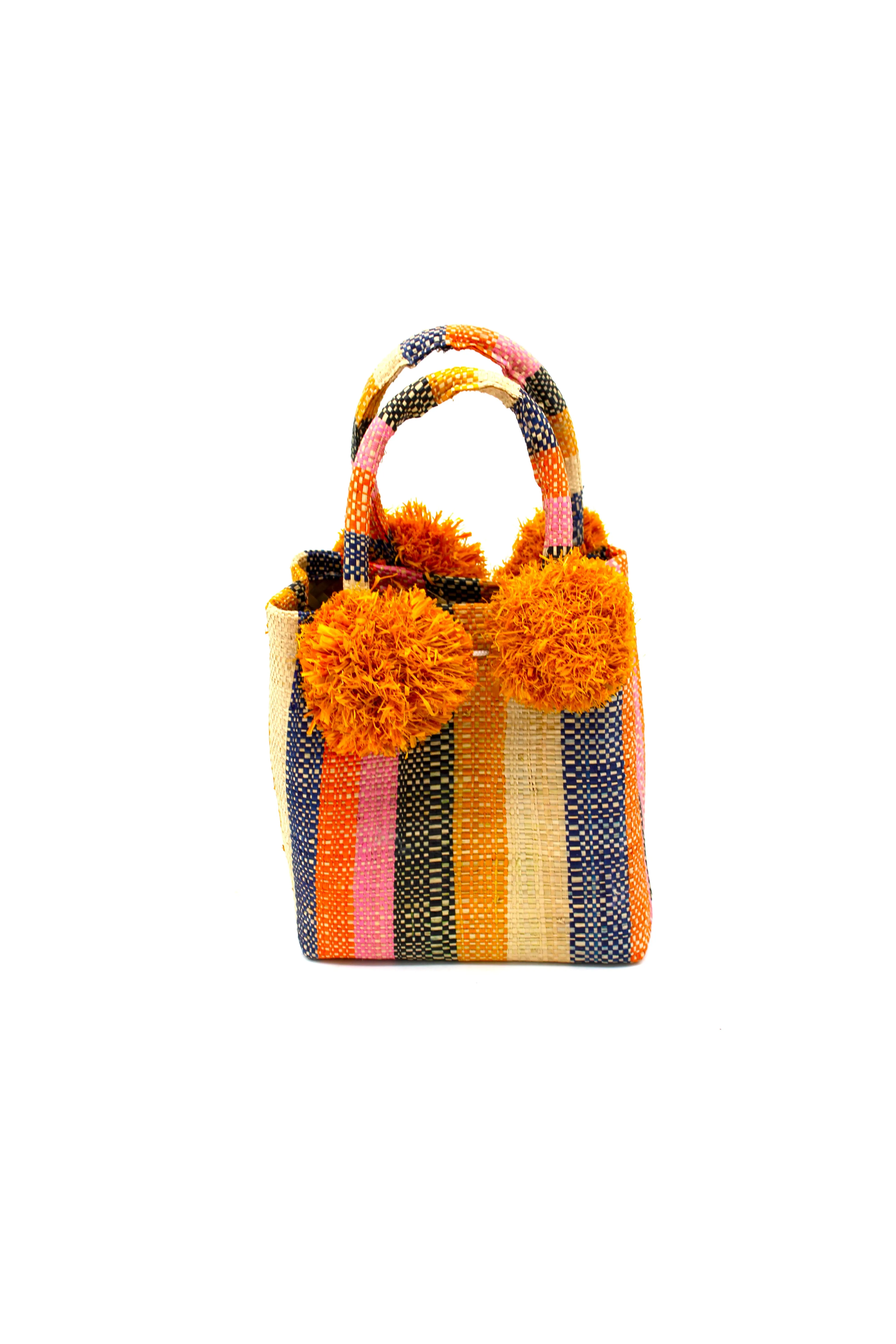 Schooner Straw Mini Bag with Pompom Accent