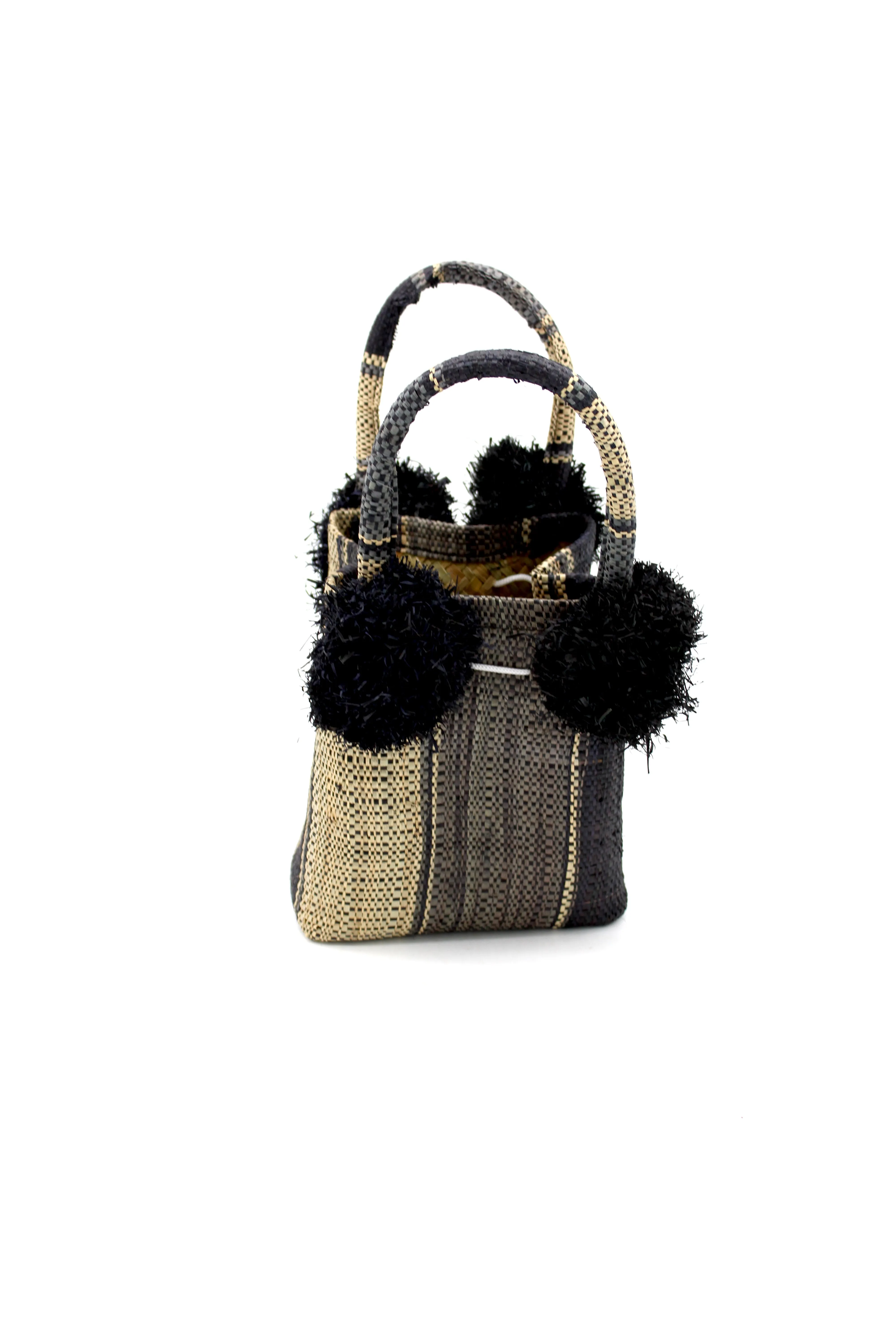 Schooner Straw Mini Bag with Pompom Accent