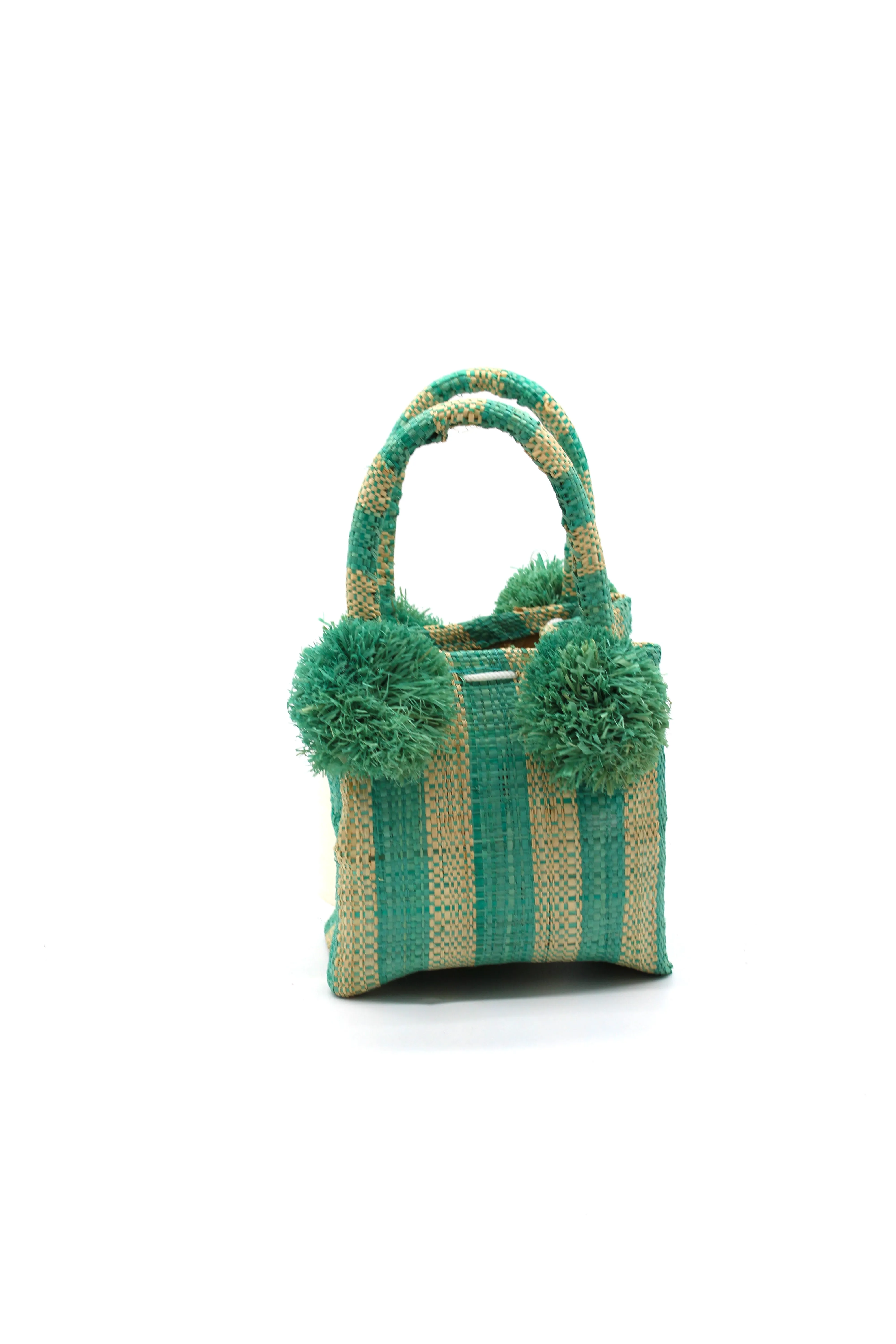 Schooner Straw Mini Bag with Pompom Accent