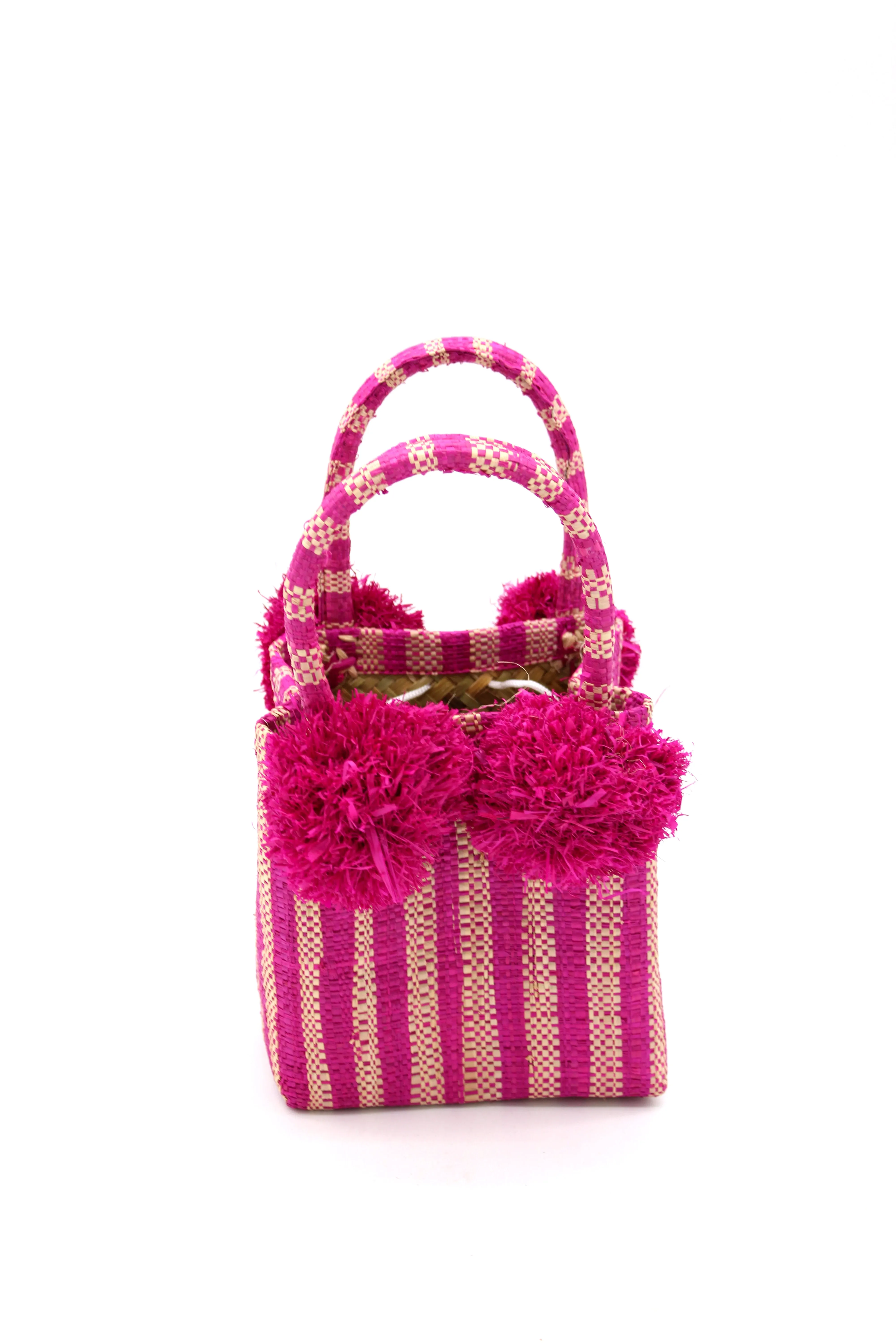 Schooner Straw Mini Bag with Pompom Accent