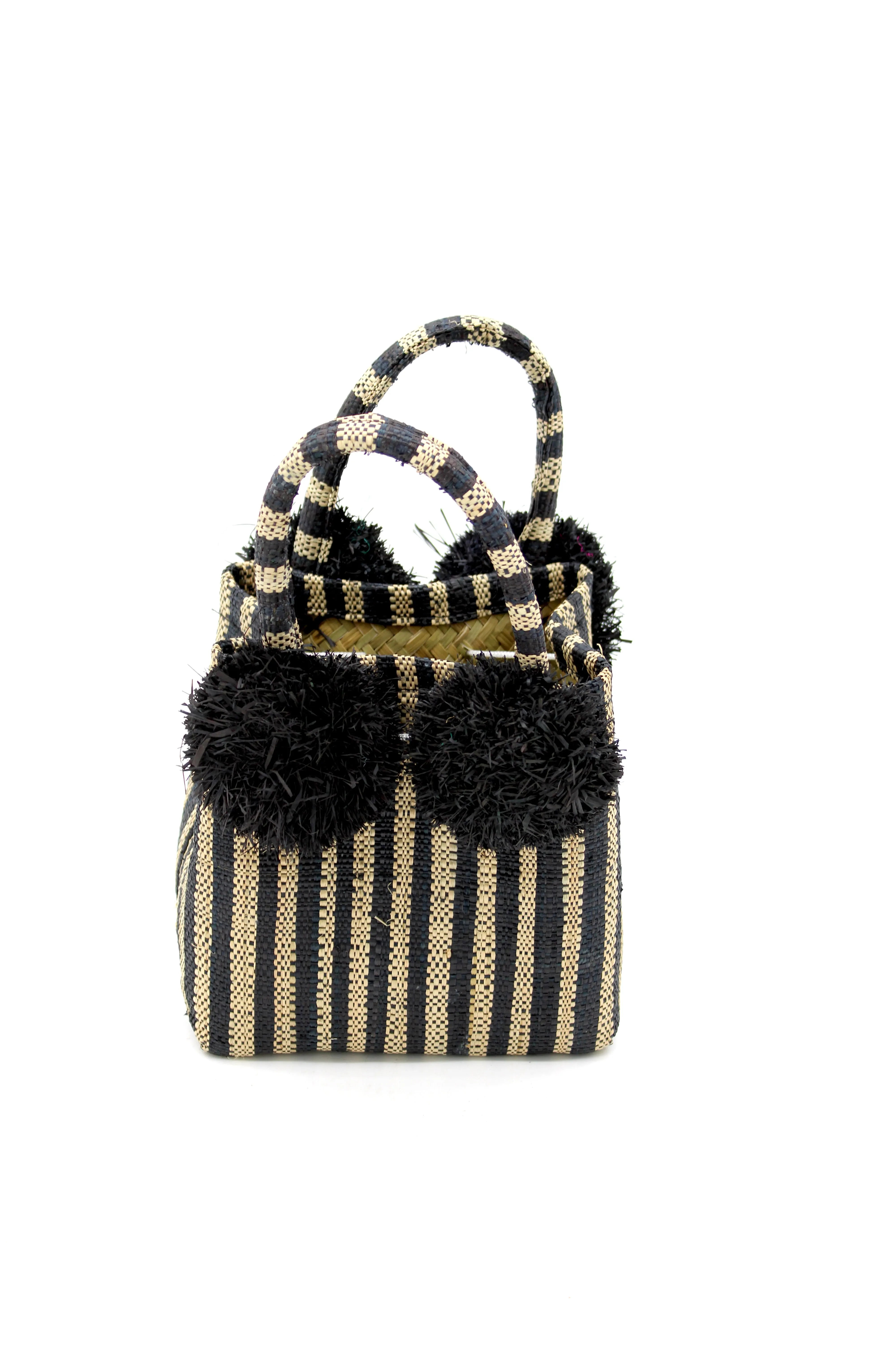 Schooner Straw Mini Bag with Pompom Accent