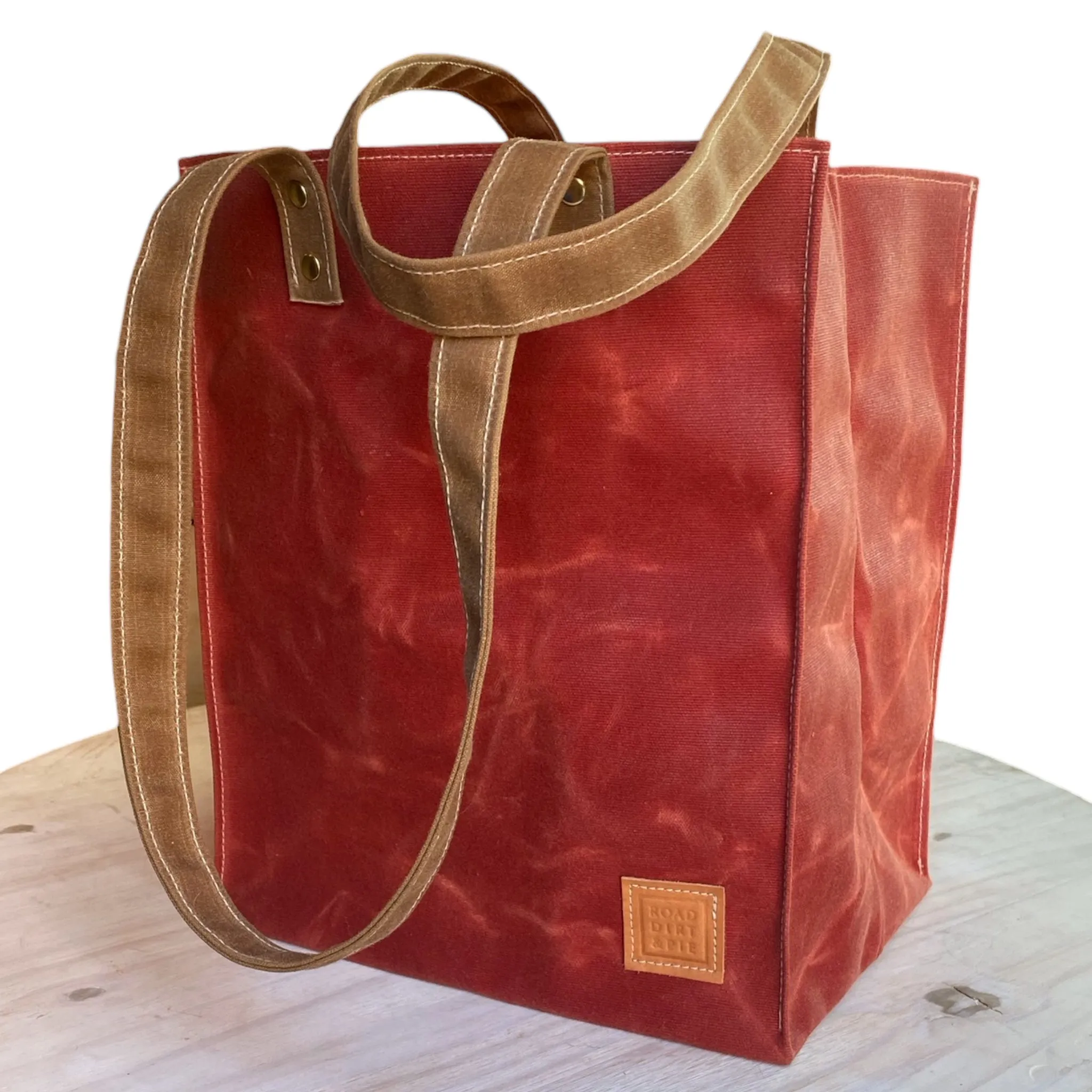 Shoulder Tote - Waxed Canvas Grocery Bag with Long Handles