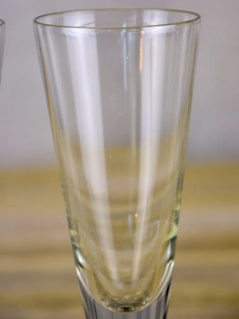 Six early 20th Century French champagne flutes - blown glass