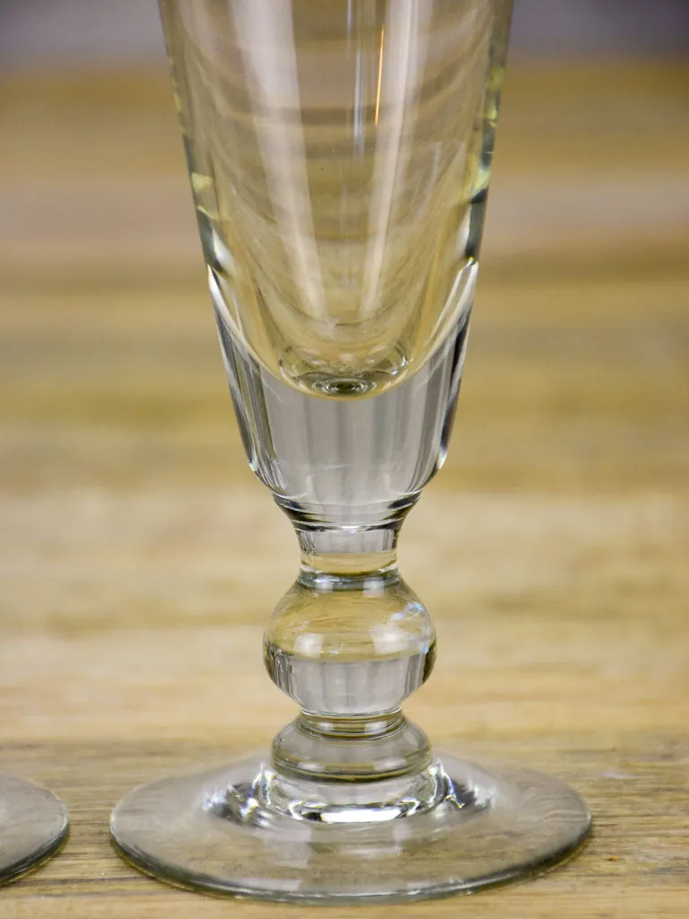 Six early 20th Century French champagne flutes - blown glass