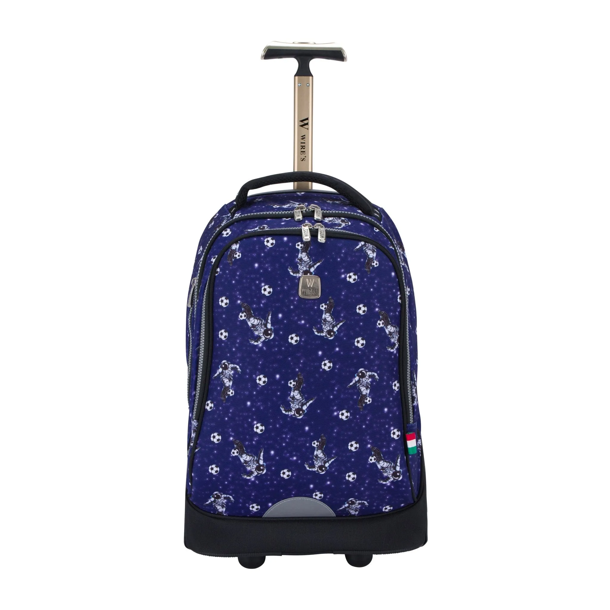 Space Football Blue Big Wheel School Bag Trolley Set of 3 (Lunch Bag & Pencil Case)