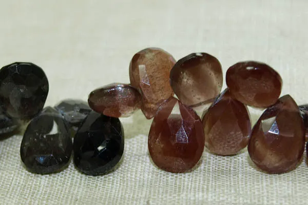 Strand of Red and Grey Labradorite Tear Drops