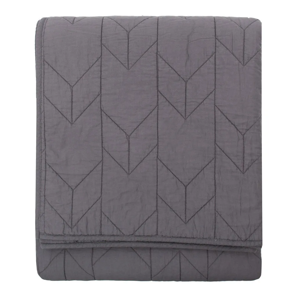 The Chevron Charcoal Grey Quilt & Sham