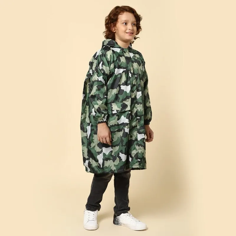THE CLOWNFISH Felix Series Kids Waterproof PVC Longcoat with Adjustable Hood & Extra Space for Backpack/Schoolbag Holding. Plastic Pouch. Kid Age-8-9 years (Size-33-Lavender)