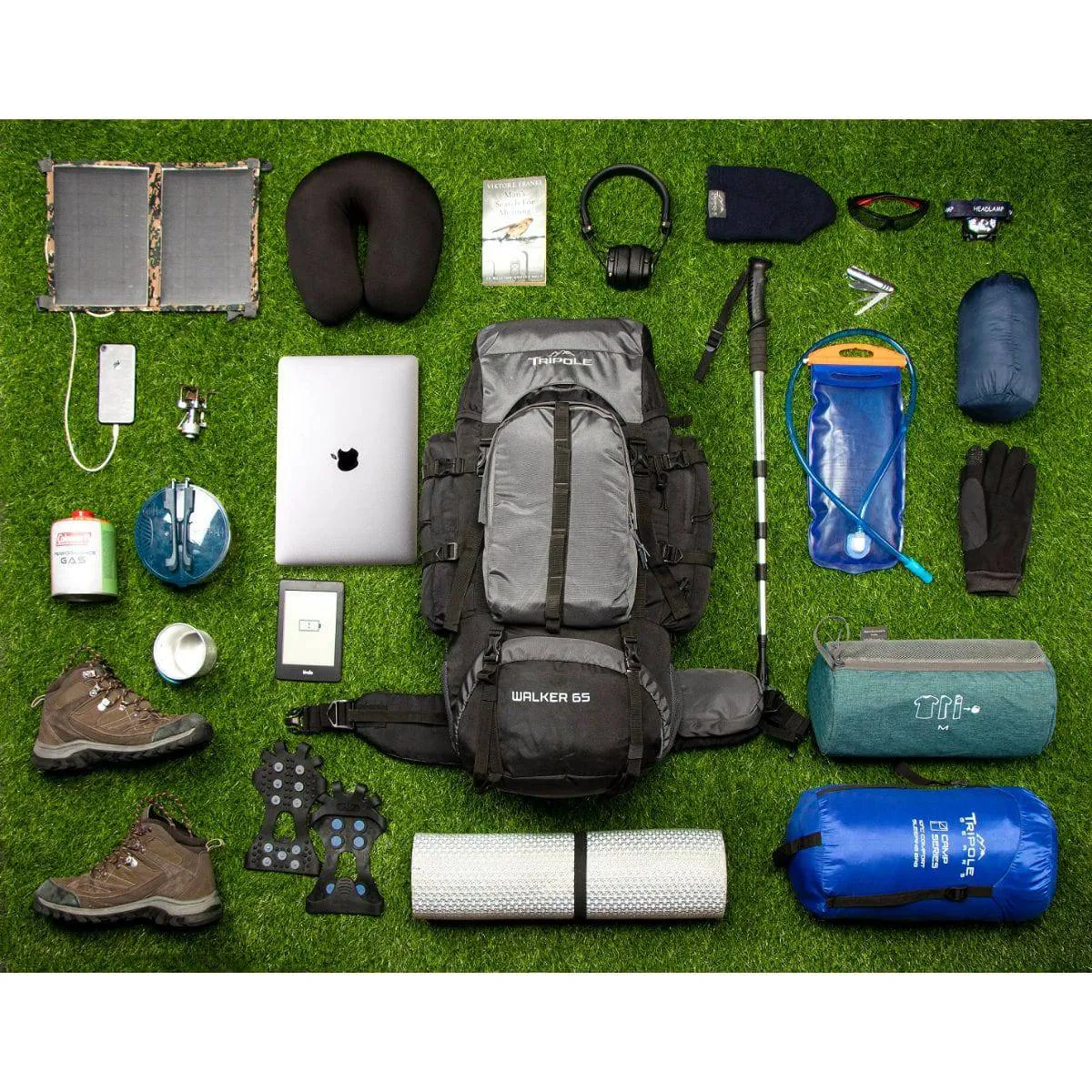 Walker Trekking and Backpacking Rucksack - 65 Litre - Black & Grey