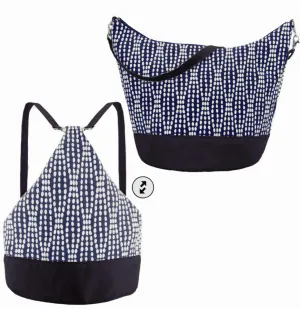 Wavy Dots in Navy | Navy Nylon | Convertible Backpack Purse