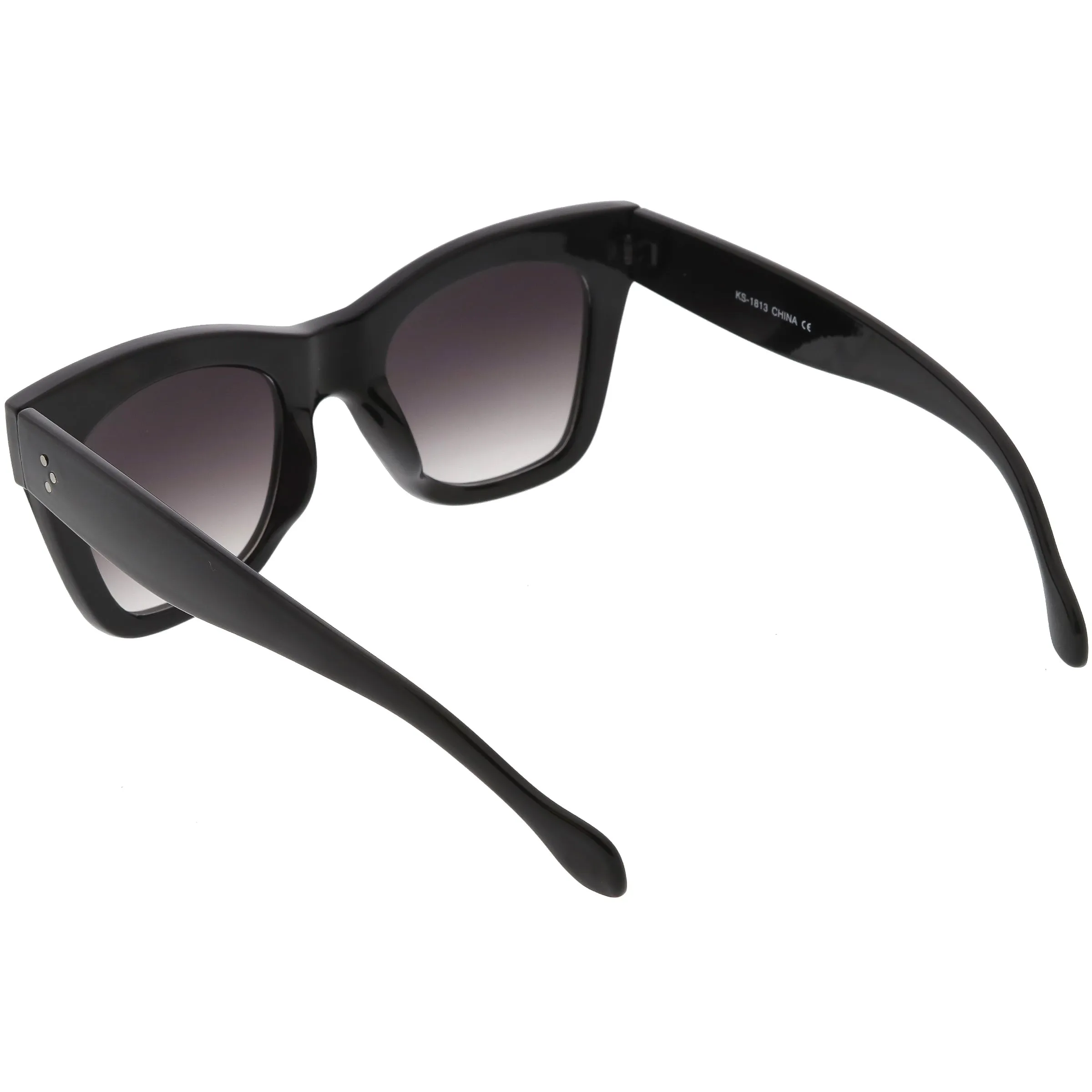 Women's Large Bold Horned Rim With Rivets Sunglasses C874