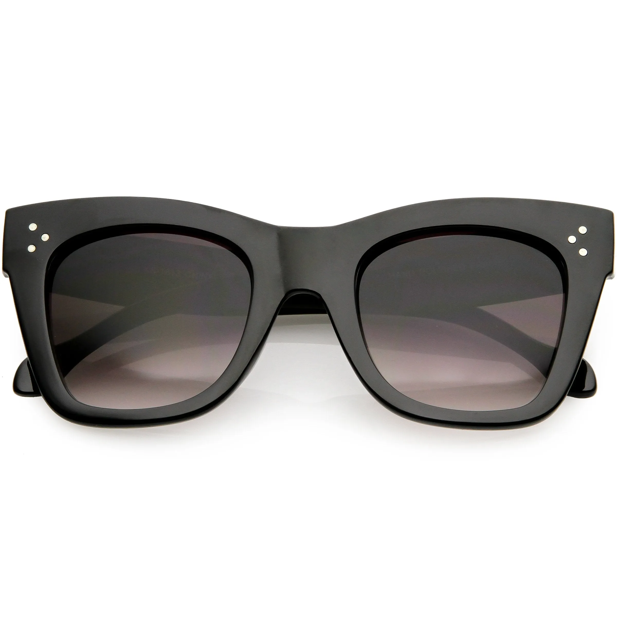 Women's Large Bold Horned Rim With Rivets Sunglasses C874
