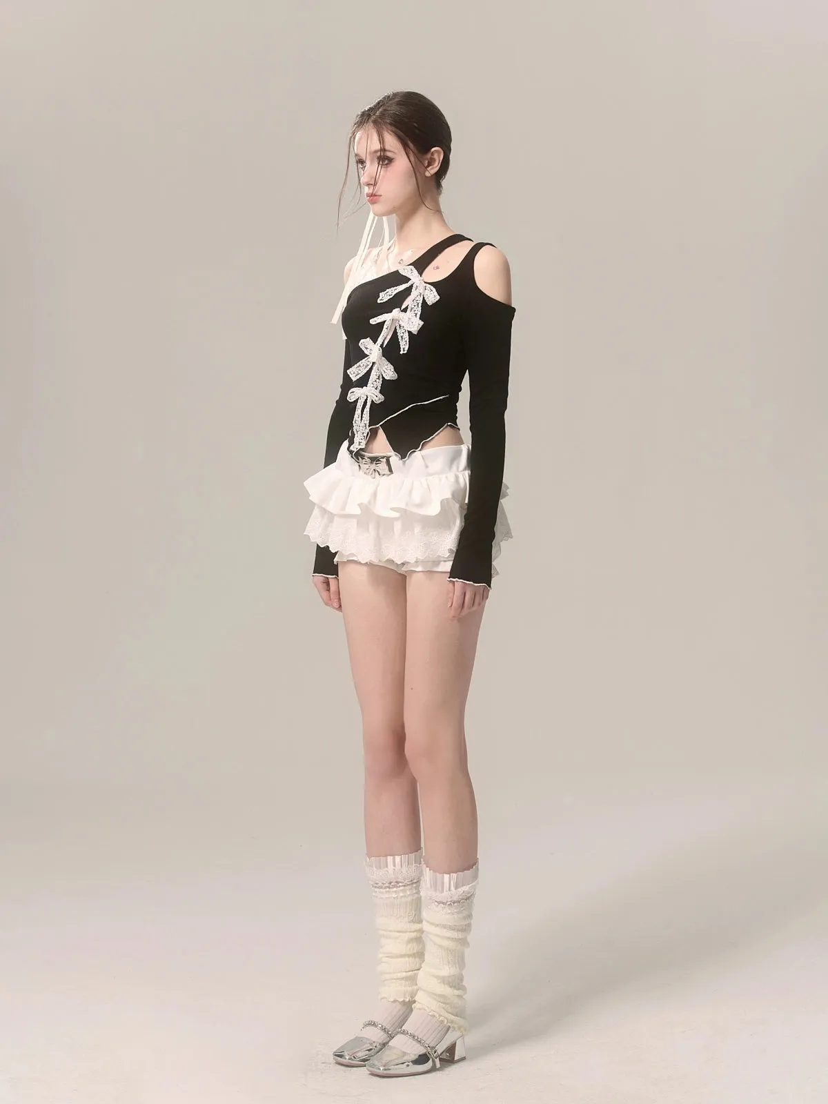 Young Eyes Moment of Passion White Bow Black Top